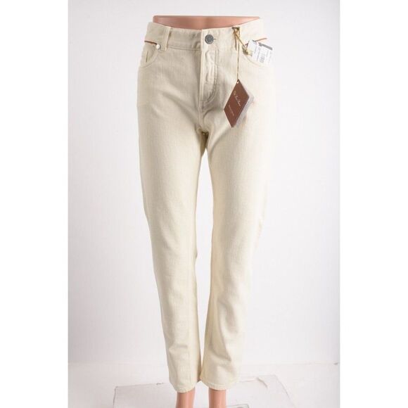 LORO PIANA Mathias Hidalgo Denim Jeans Skinny Ivory Ecru IT 42 US 8 $ 1100 NWT - Picture 1 of 8